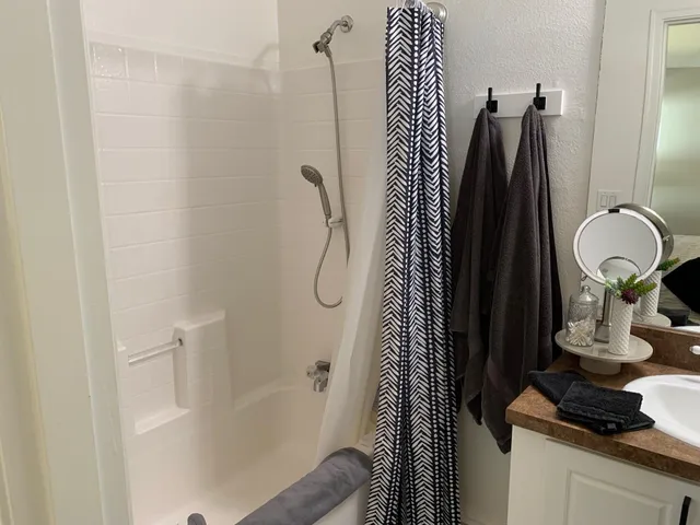 a bathroom with a shower