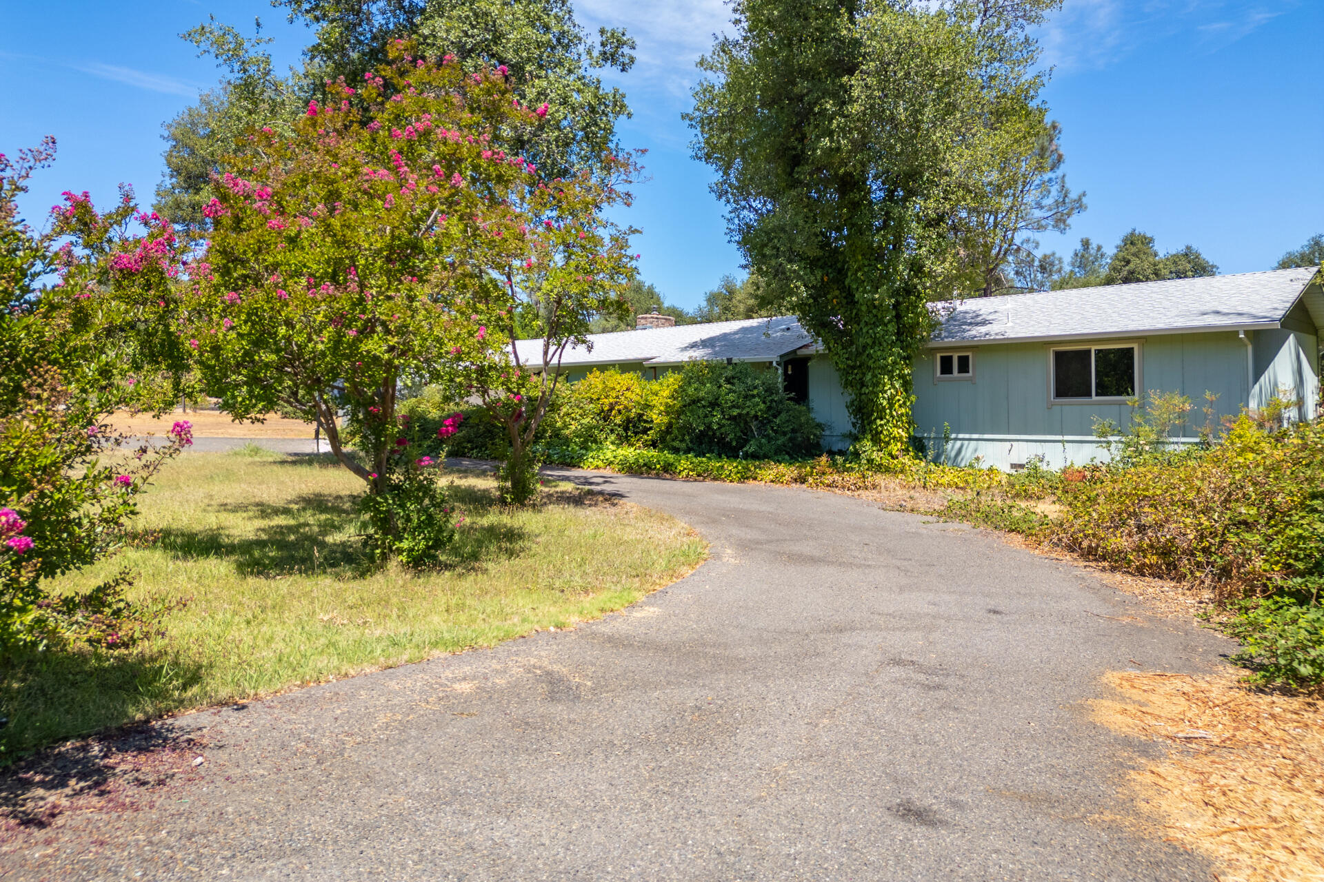 8415 Valley View Road Redding, CA 96001 - Photo 28 of 31 a pathway of a house with a yard and potted plants