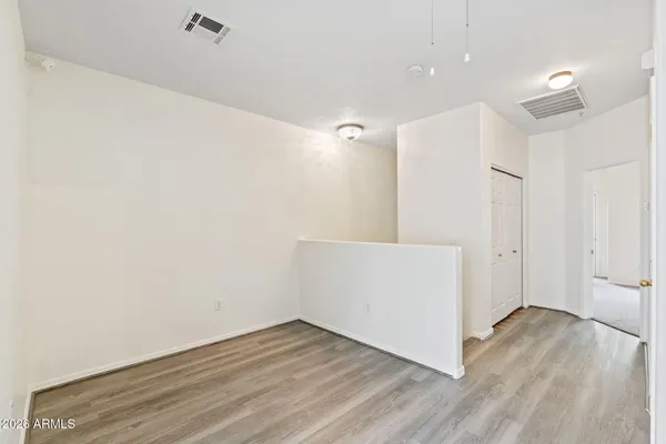 an empty room with windows