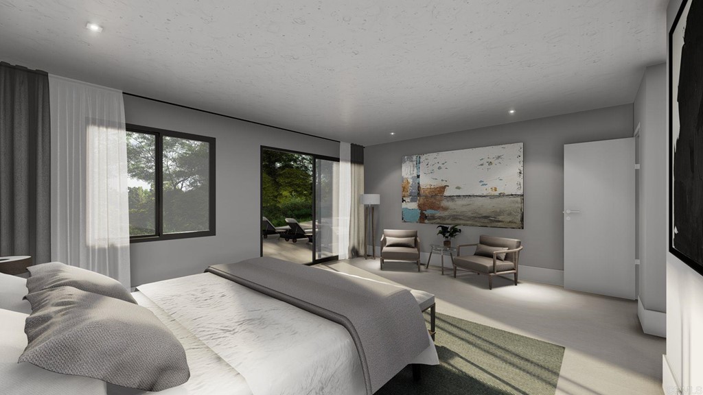 4571 Sun Valley Road Del Mar, CA 92014 - Photo 9 of 11 a bedroom with a large bed and a large window