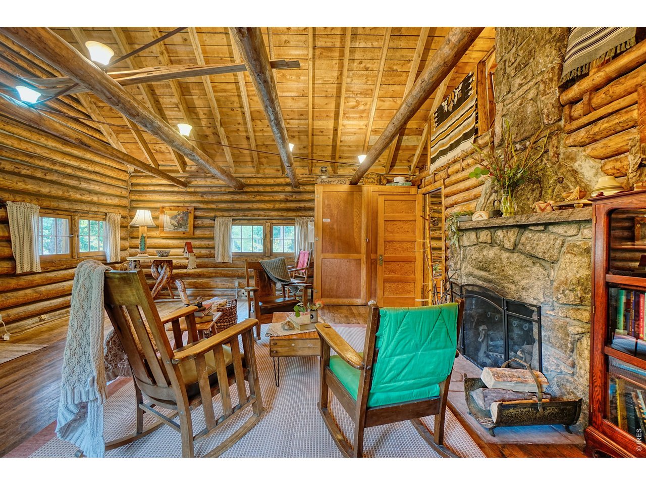 large stone (functional) fireplace