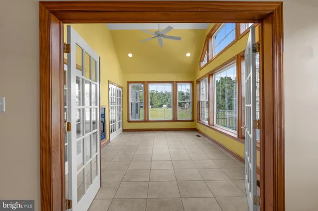 a view of a room with racks on the wall