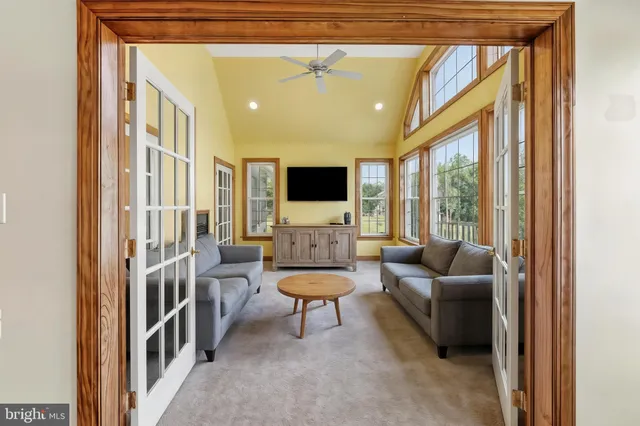 a view of a room with racks on the wall