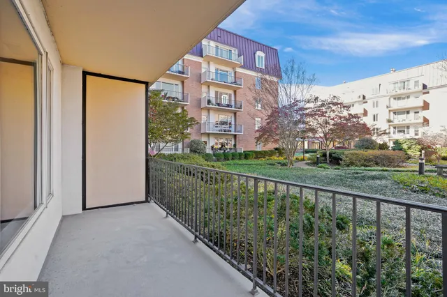 a view of a building from a balcony