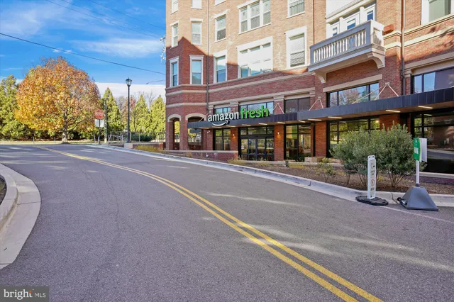 a view of a building with a street