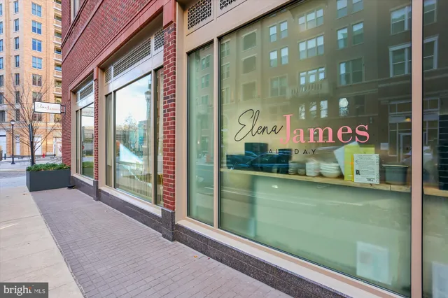 a front view of a building with glass door