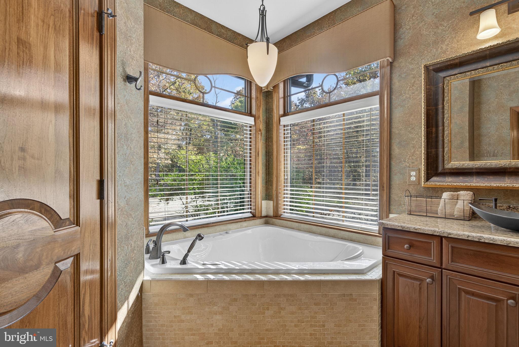 1631 Back Mountain Road Winchester, VA 22602 - Photo 26 of 86 a bathroom with a granite countertop sink a mirror and a bathtub