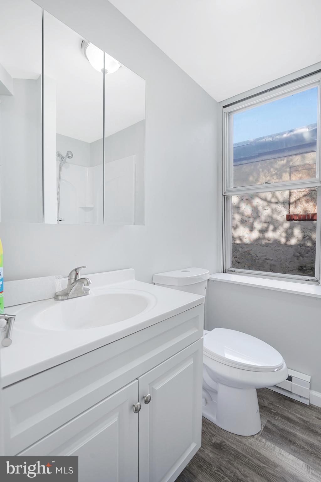 565 Line Street Camden, NJ 08103 - Photo 17 of 31 a bathroom with a sink a toilet and a large mirror