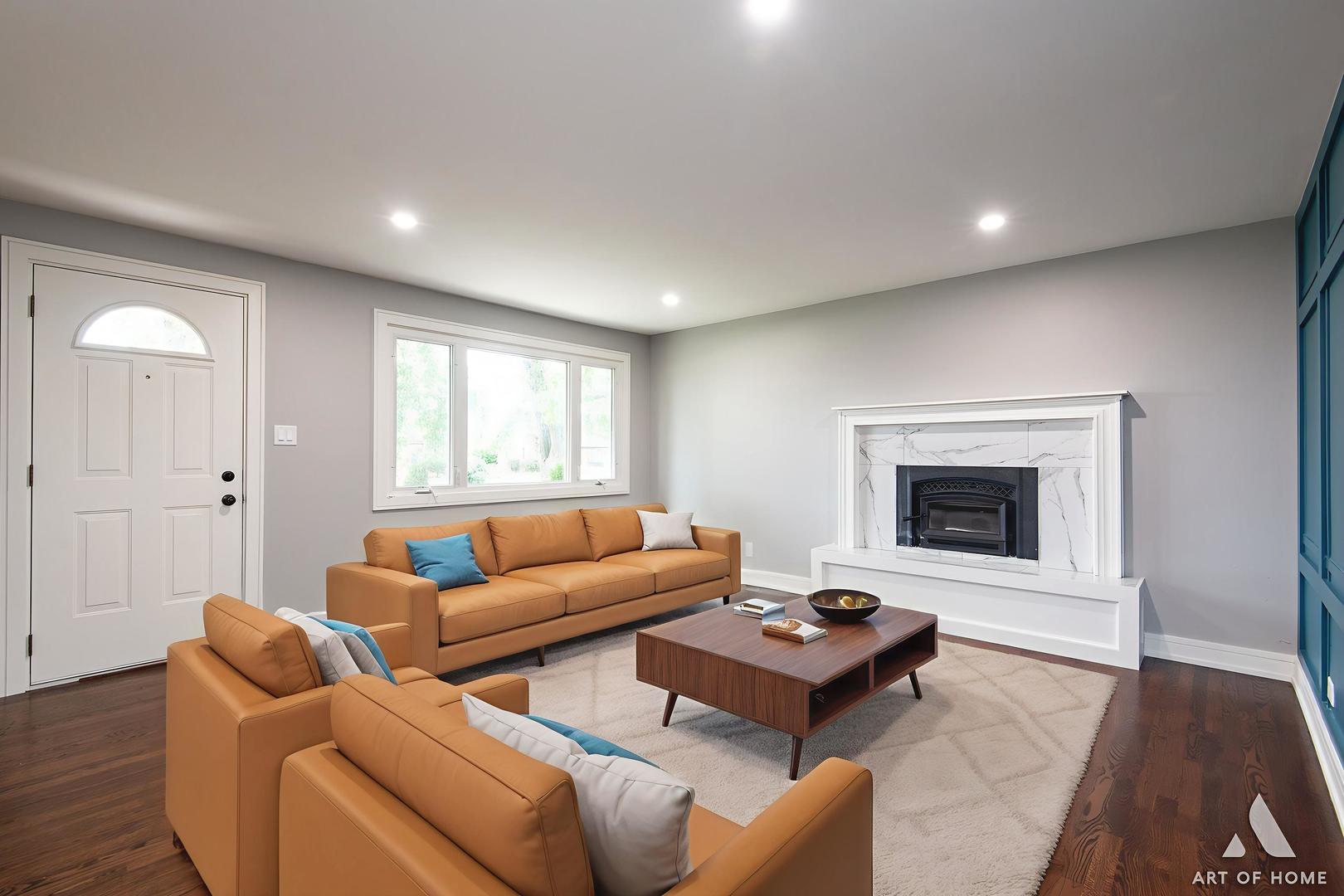 9128 Homestead Lane Bridgeview, IL 60455 - Photo 7 of 32 a living room with furniture and a fireplace
