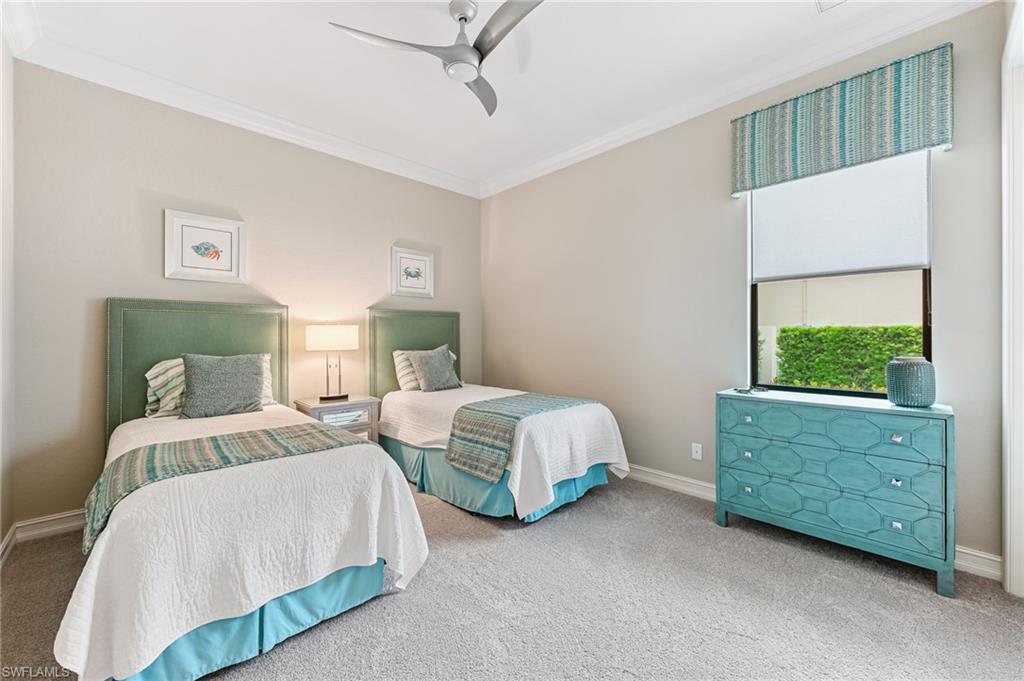 11974 Maidstone Court Naples, FL 34120 - Photo 23 of 45 Carpeted bedroom featuring crown molding and ceiling fan