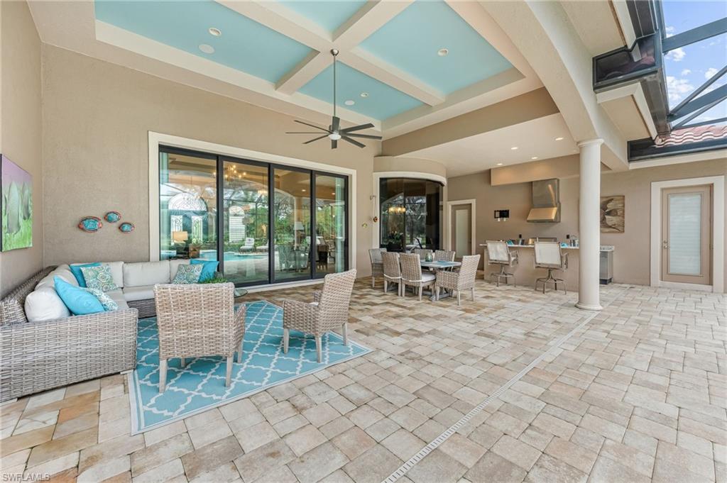11974 Maidstone Court Naples, FL 34120 - Photo 5 of 45 View of patio / terrace featuring outdoor lounge area, an outdoor kitchen, and ceiling fan
