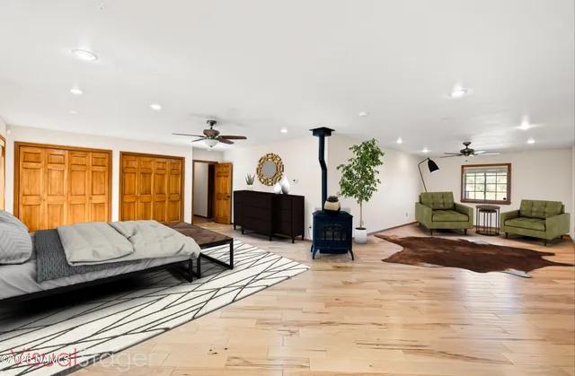 a living room with furniture