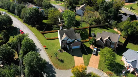 an aerial view of swimming pool