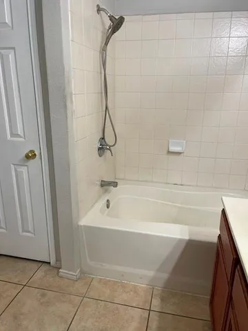 a bathroom with a bathtub