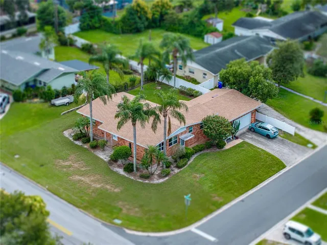 an aerial view of a house