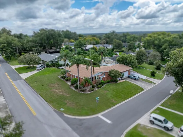 an aerial view of a house