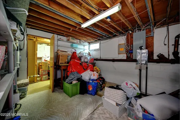 a storage room with furniture