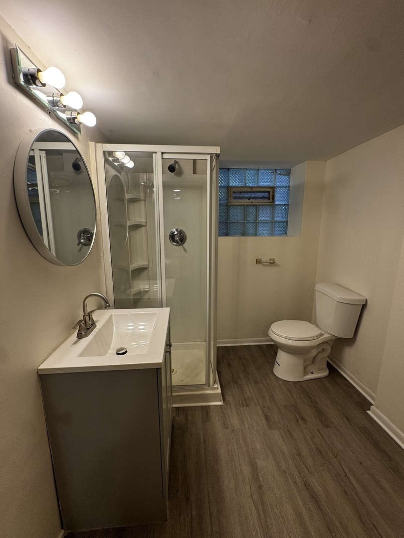 6937 South Merrill Avenue, Unit 1 Chicago, IL 60649 - Photo 15 of 17 a bathroom with a toilet sink and mirror