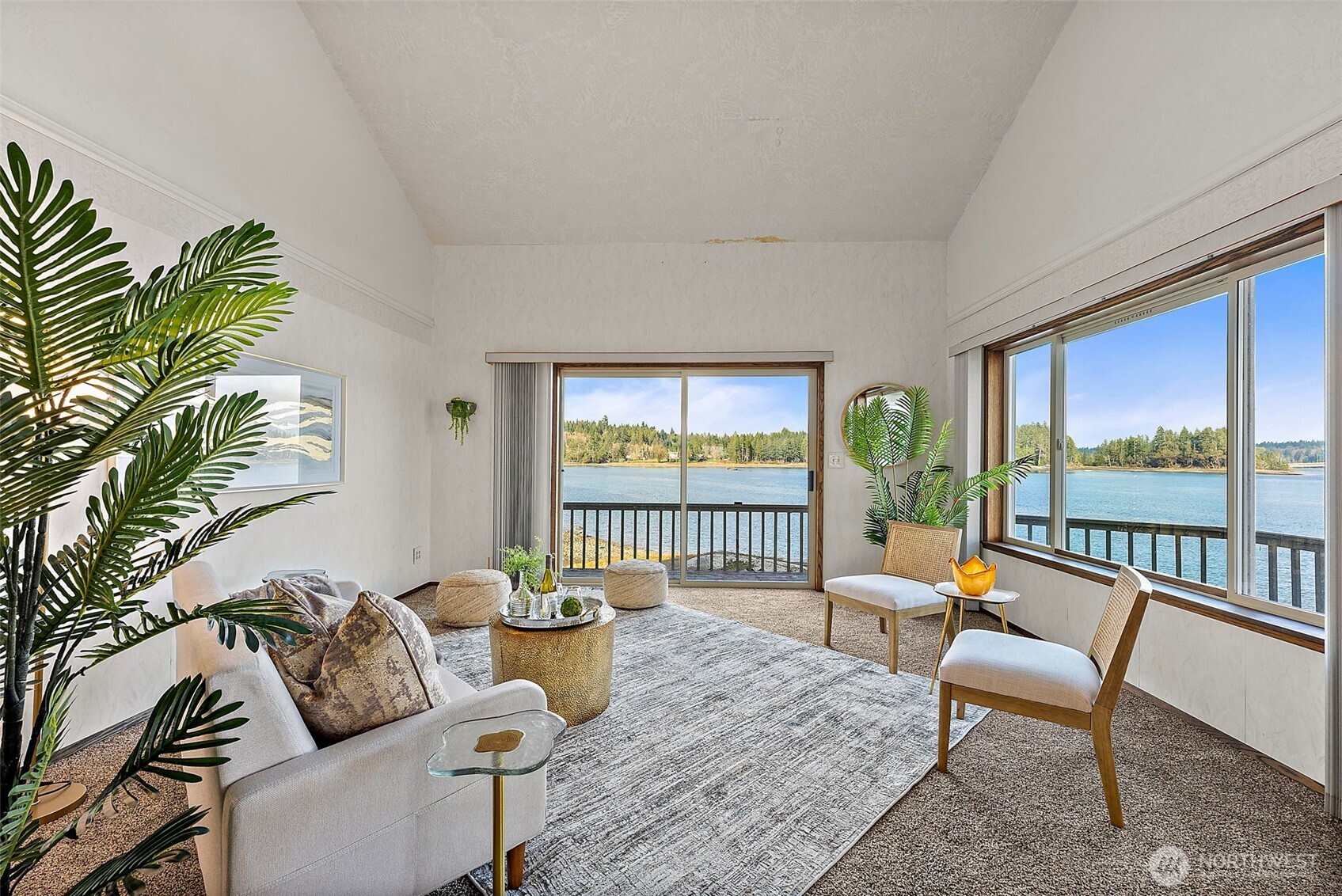 130 East Old Winery Road Shelton, WA 98584 - Photo 7 of 40 a living room with furniture and a floor to ceiling window
