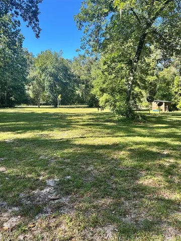 a view of a green field with clear sky