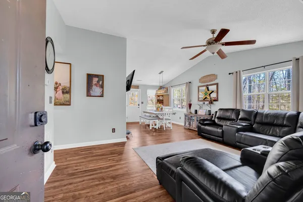 a living room with furniture