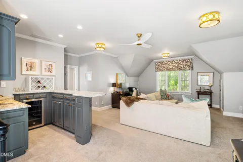 a front view of a house with yard and green space