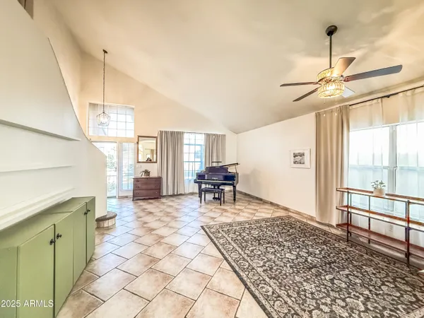 a living room with furniture