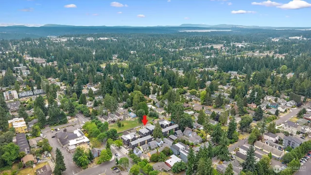 a view of city and green space
