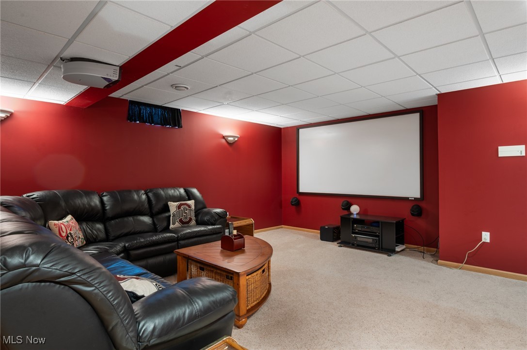 9132 Reed Road North Ridgeville, OH 44039 - Photo 26 of 43 Carpeted cinema featuring a paneled ceiling and baseboards