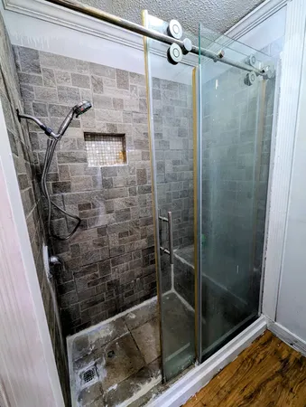 a bathroom with a shower