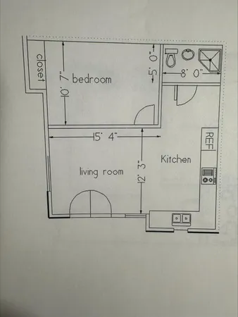 a bathroom with a shower and mirror