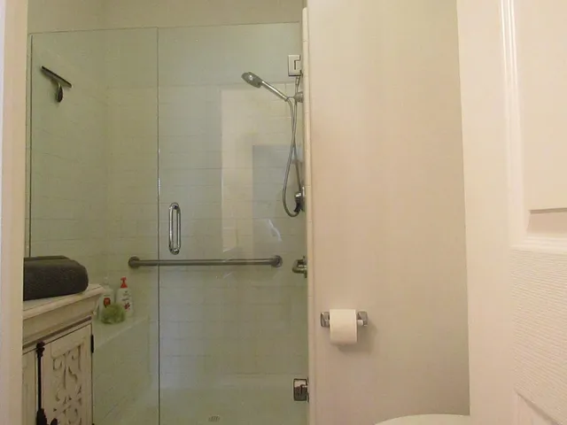 a bathroom with a shower