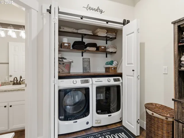 a utility room with dryer and washer