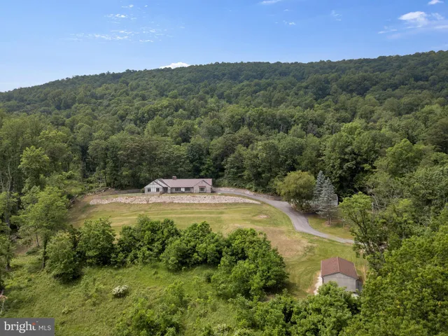 a view of a grassy area with an trees