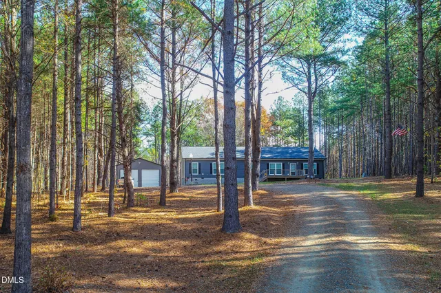 a view of a house with backyard and trees