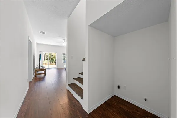 a view of a room with racks on the wall