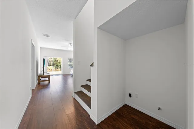 a view of a room with racks on the wall