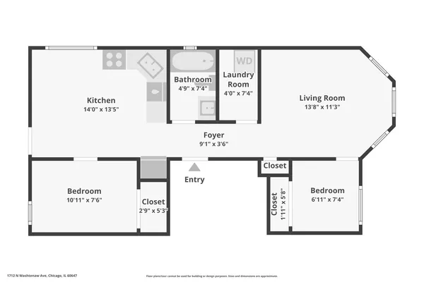 $299,900 | 1712 North Washtenaw Avenue, Unit 2F, Chicago, IL 60647