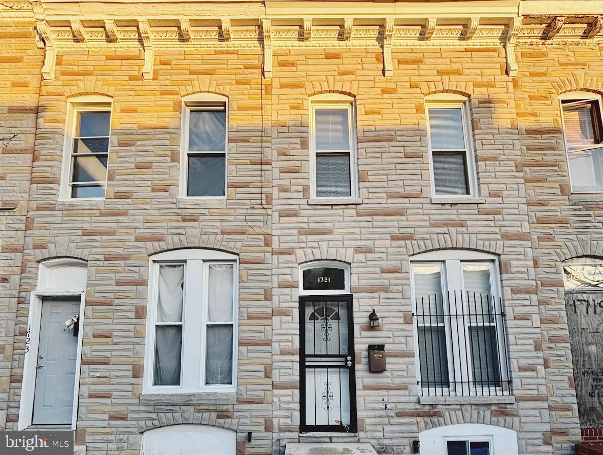 front view of a brick building