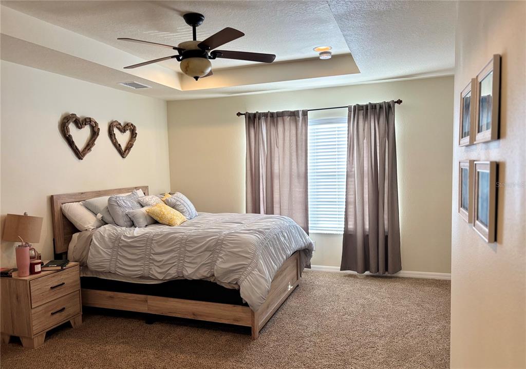 5633 Blackfin Drive New Port Richey, FL 34652 - Photo 33 of 46 a bedroom with a bed and a chandelier