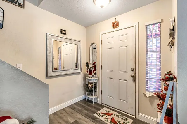 a view of a hallway with workspace