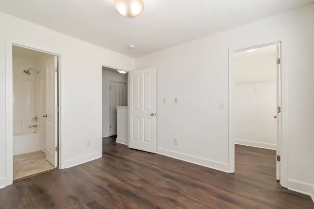 a view of a room with racks on the wall