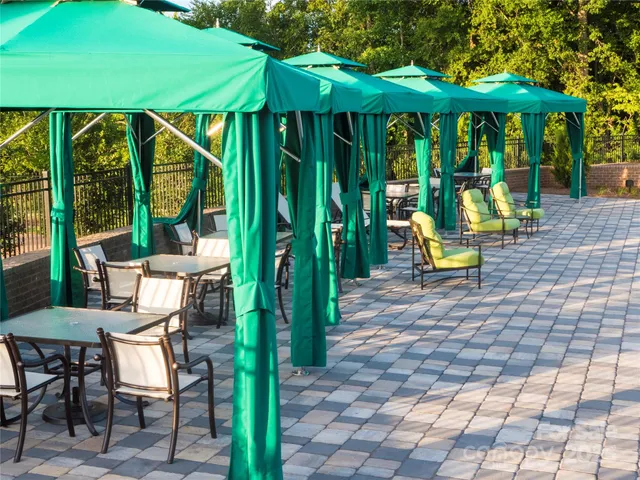 an outdoor view of garden with patio