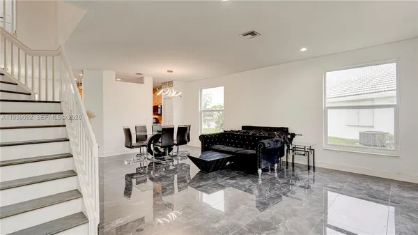 a living room with furniture