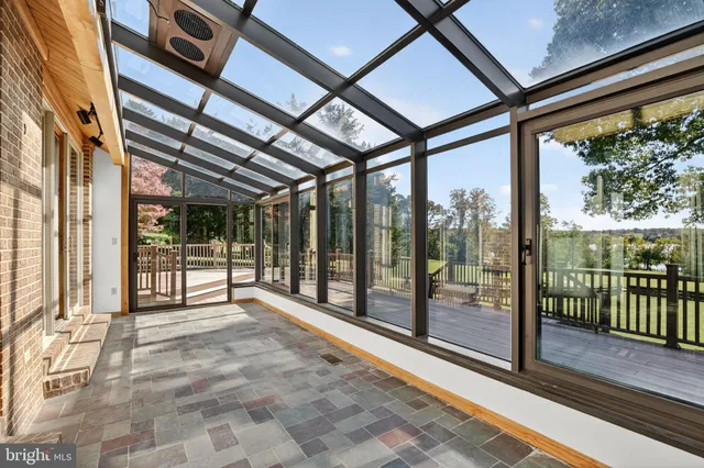 a view of porch with a tv