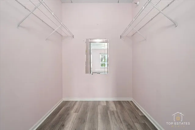 a view of small space with racks on the wall