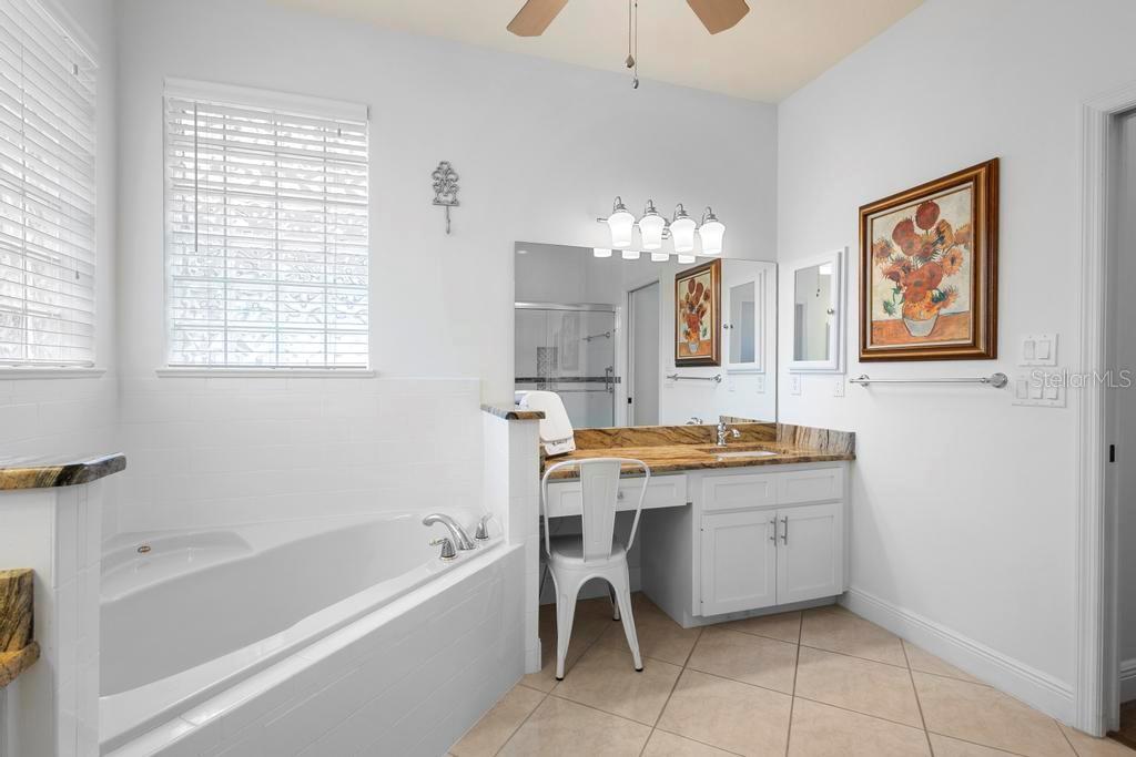 11767 Southeast 176th Place Road Summerfield, FL 34491 - Photo 21 of 37 PRIMARY BATHROOM with GARDEN TUB AND VANITY AREA