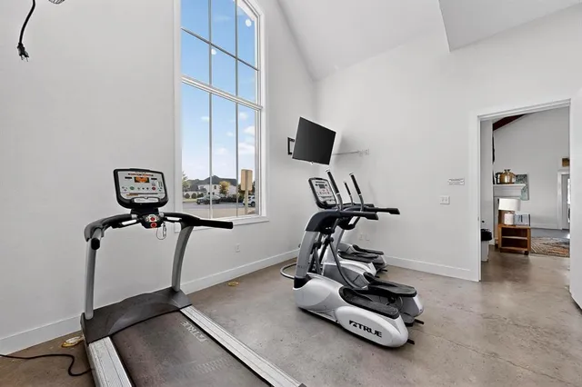 a room with gym equipment