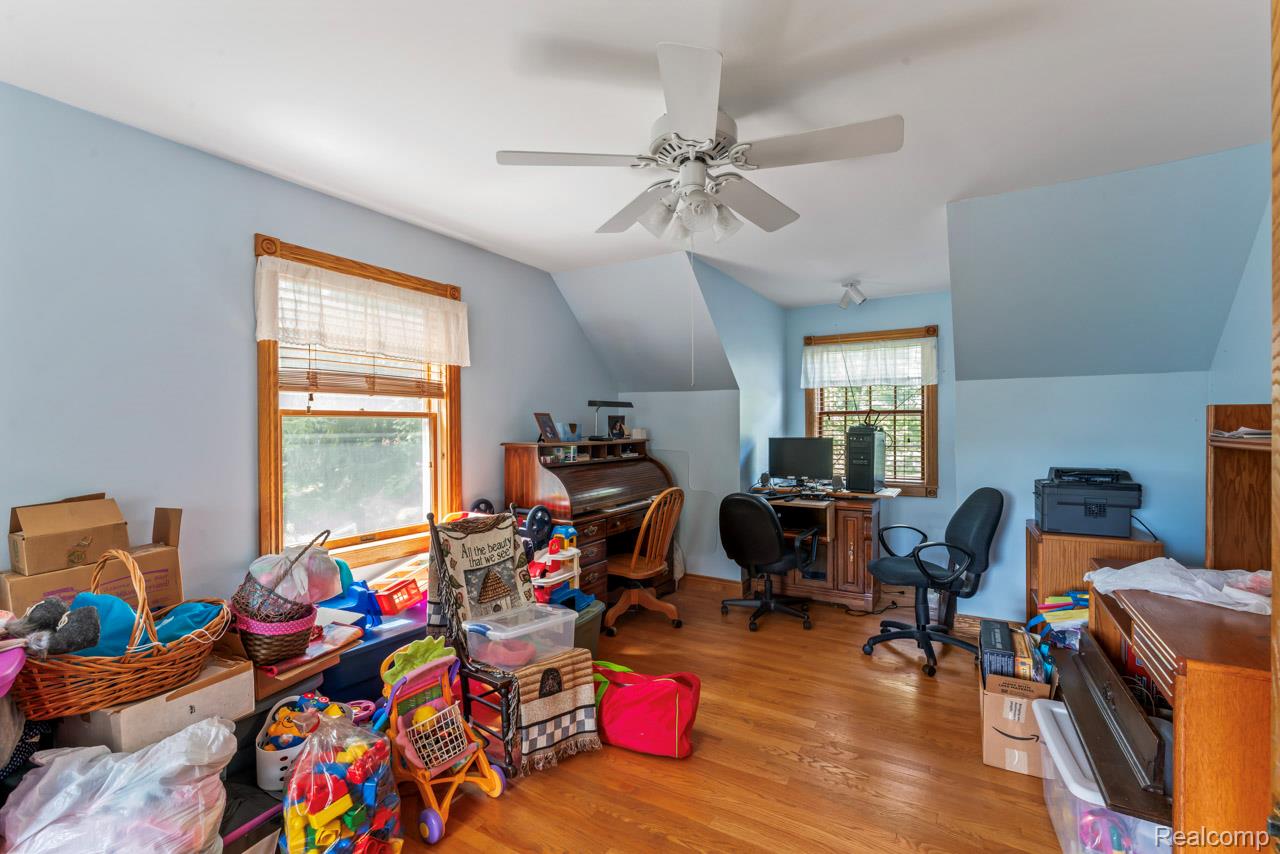 1591 Baldwin Road Lapeer, MI 48446 - Photo 25 of 46 Office space featuring wood finished floors, lofted ceiling, and ceiling fan