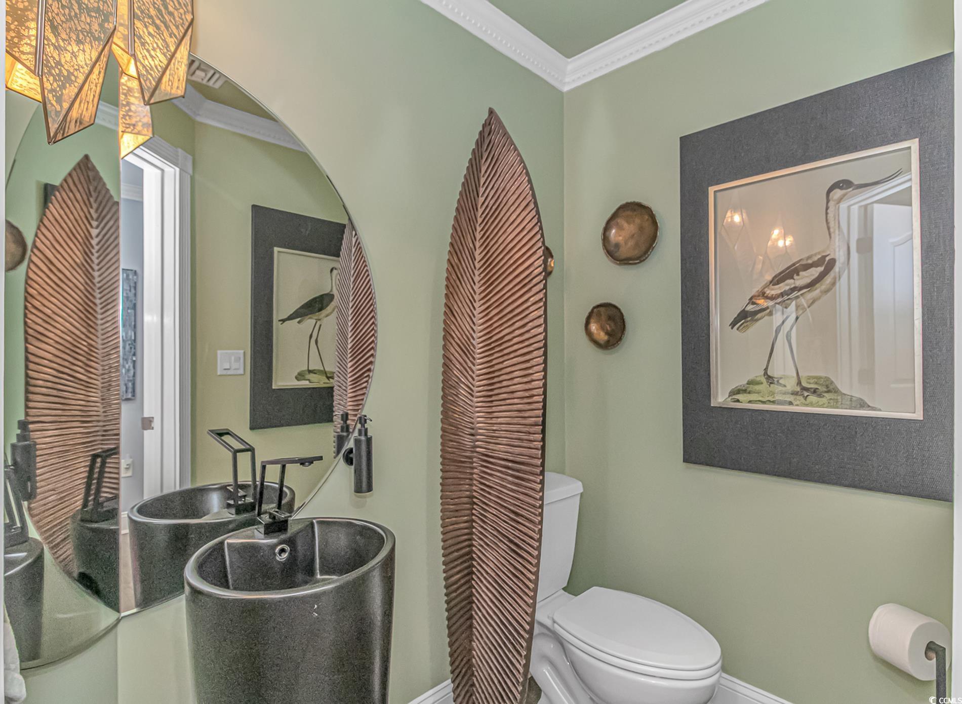 510 Rum Gully Road Murrells Inlet, SC 29576 - Photo 15 of 35 Bathroom with toilet, crown molding, and baseboards